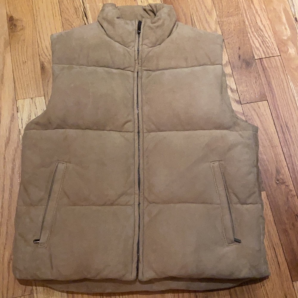 Ralph Lauren Tan Suede Down Puffer Vest